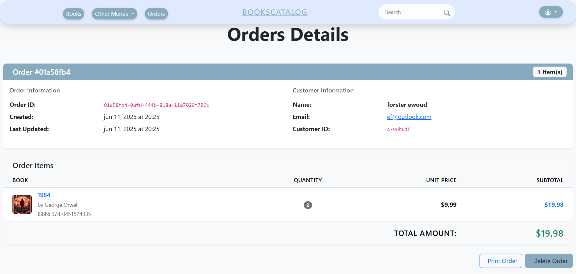 Order details