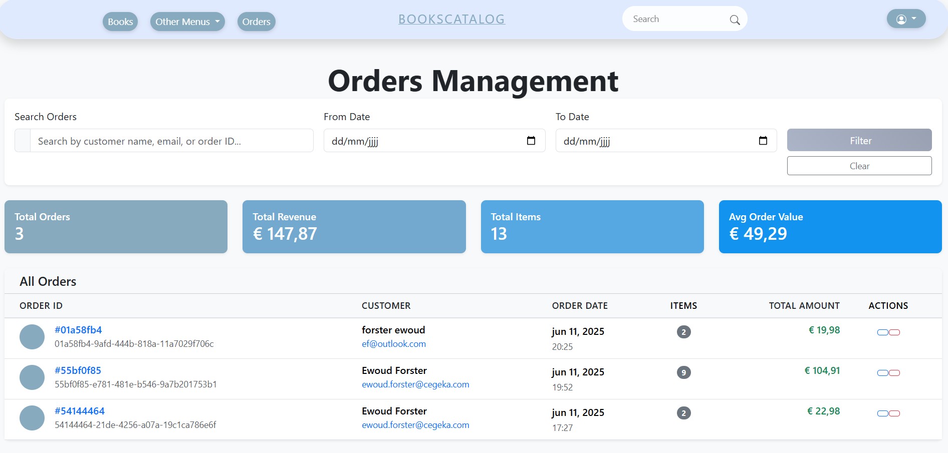 Orderbeheer dashboard